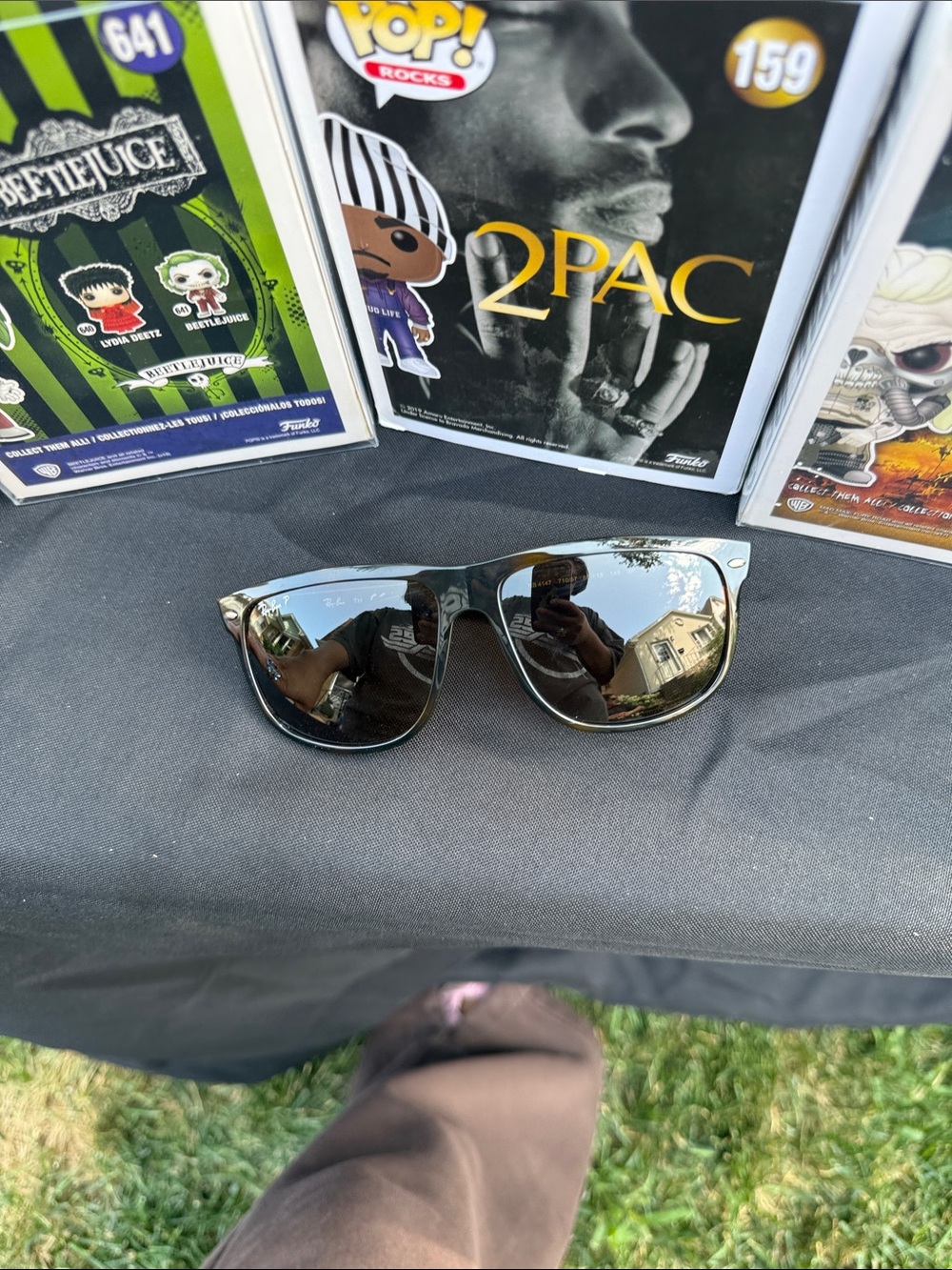 Ray-Ban Black Frame Sunglasses with Mirrored Lenses